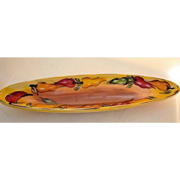 OLIVE/CONDIMENT/BREAD DISH-Tabletops Gallery-Long Narrow-Hand Painted/Crafted - Picture 6 of 11